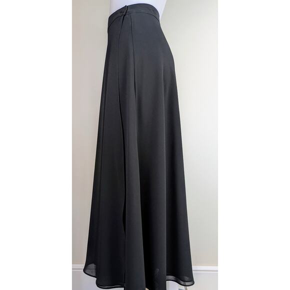 Bianca Nygard VTG Black Midi Flare Wrap Skirt Sheer Overlay Dressy Party Sz 16 - Picture 2 of 10